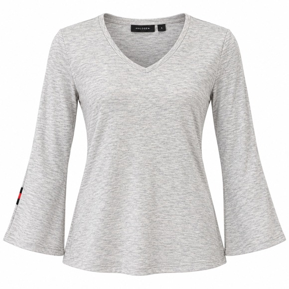 Tops - Halogen Women's Small Heather Gray V Neck Bell Sleeve Knit Top Blouse
